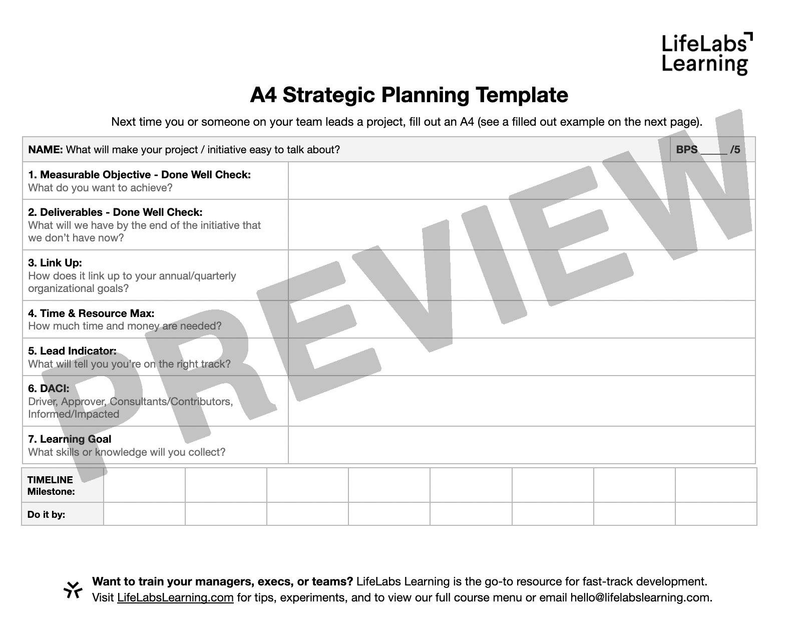 High Impact Goals_A4 Strategic Planning Template Preview